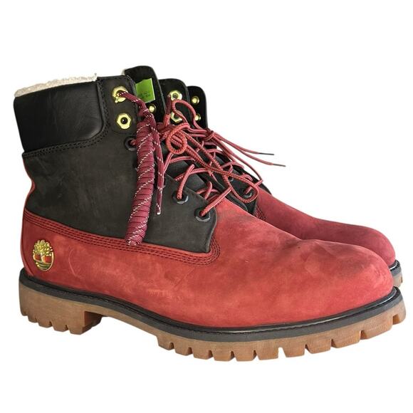 Mens Timberland A2MJM Premium 6" Leather Fleece Lined Combat Boot Size 10.5M Red - Picture 3 of 6